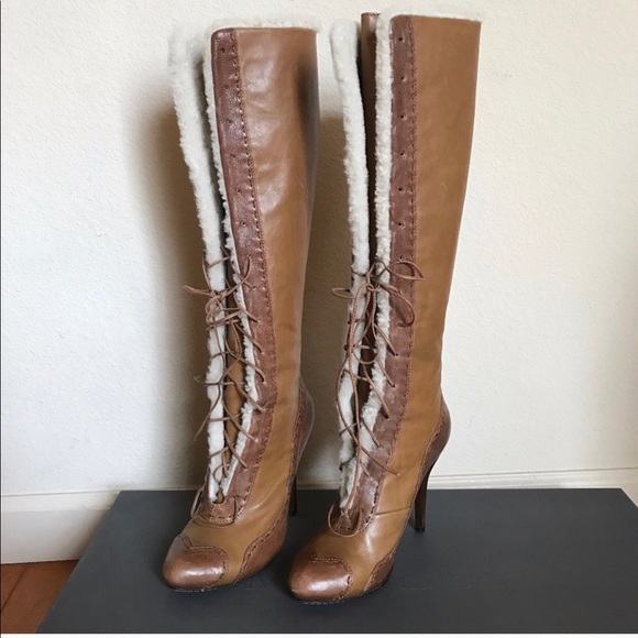 Alexander McQueen Shoes - Alexander McQueen Lace-Up Knee High Boots